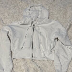 Gilly Hicks Off-White Zip-Up Cropped Hoodie